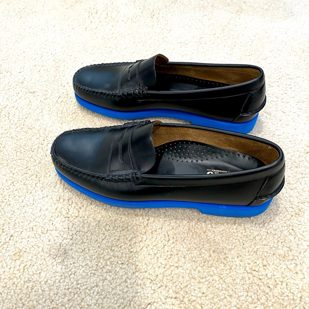 Sebago Mens Black Loafer with Royal Blue Sole